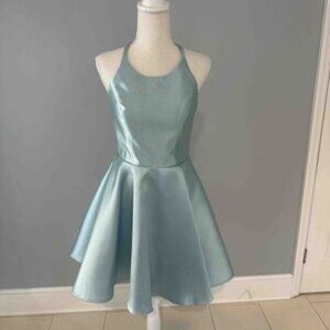 Satin Fit-and-Flare Halter Homecoming Dress